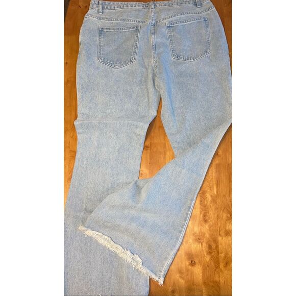 Pretty Little Thing Womens Seam Detail Front Flare Leg Blue Denim Jeans Sz 10 NW - Picture 6 of 8
